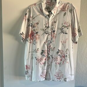 Abercrombie & Fitch White and Pink Casual Button Down Shirt